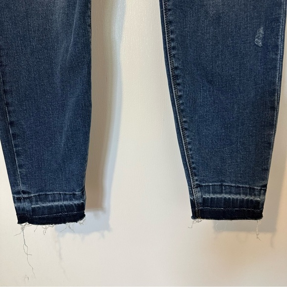 SPANX Distressed Ankle Skinny Jeans Raw Hem Womens Large Blue - Picture 5 of 12